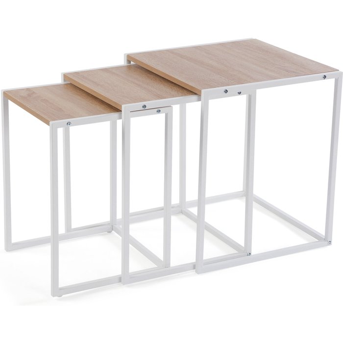 Juego de tres mesas auxiliares tilo versa home 52x45x45cm claras