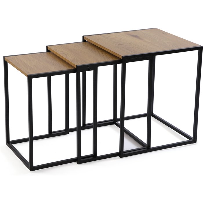 Juego de tres mesas auxiliares tilo versa home 52x45x45cm oscuras