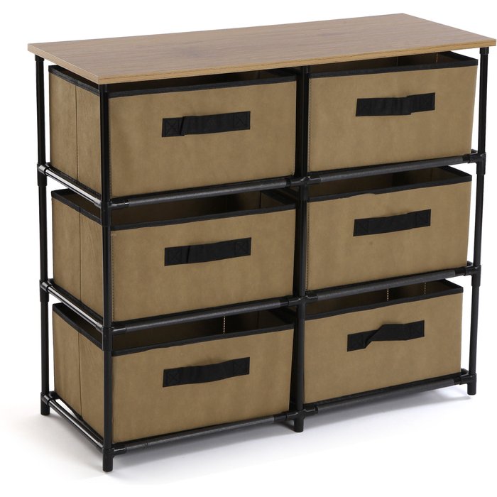 Cómoda de seis cajones versa home 68x30x76cm beige