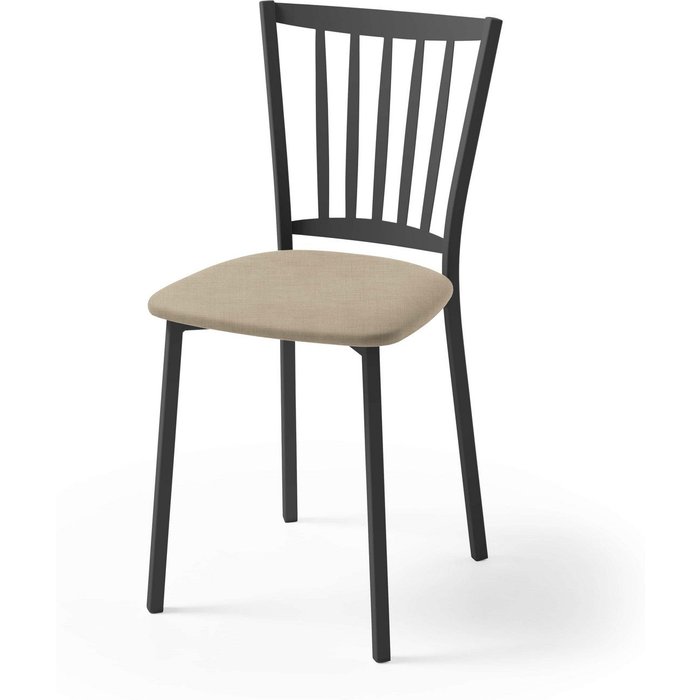 Silla de cocina petra con estructura negra y asiento en michi piedra