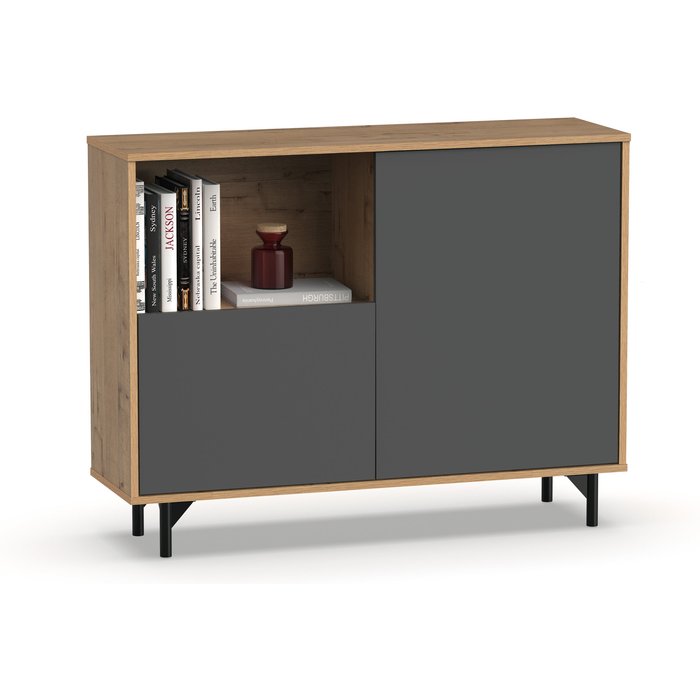 Aparador anori roble gold / gris de 86x112x33 cm (alto x ancho x fondo)