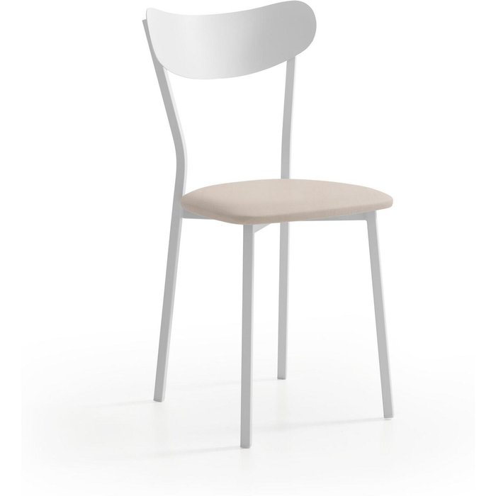 Silla de cocina eva con estructura metálica en color blanco y asiento domus humo