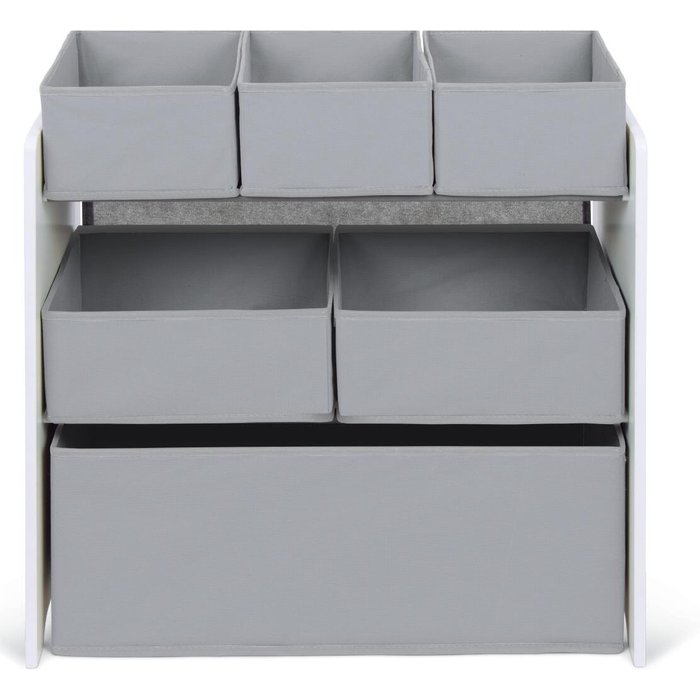 Organizador de madera y textil 6 cestos 62x30x60 cm