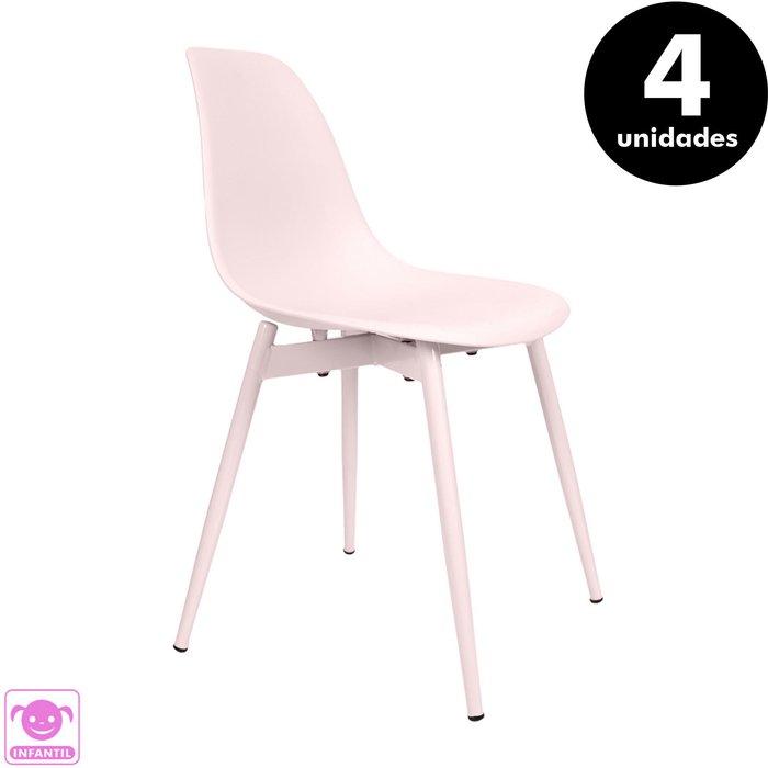 Pack 4 sillas infantil metal lina rosa 35,7x31 cm