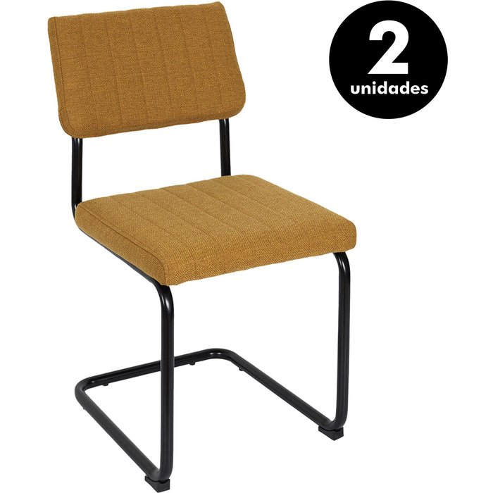 Pack 2 sillas comedor metal alba mostaza 56x84x56 cm