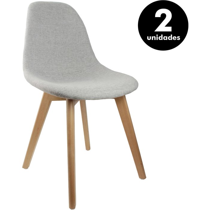 Pack 2 sillas comedor madera helsinki gris 47x53x87,2 cm