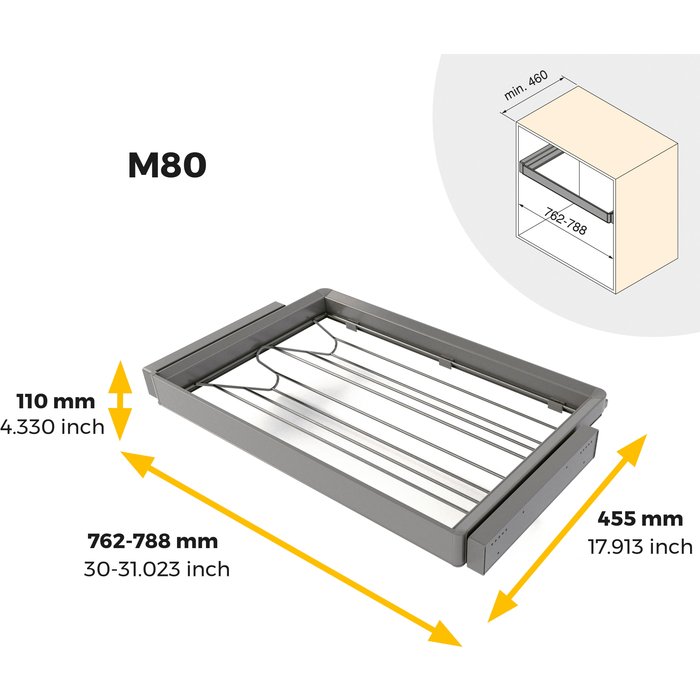 Zapatero extraíble lateral emuca quartz inox para 6 pares 76.2-78.8x14x45.5 cm