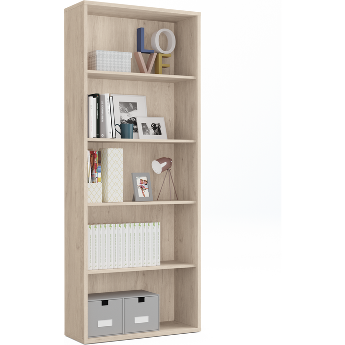 Estantería aurora con 5 baldas 75.5x196x33 cm en color roble