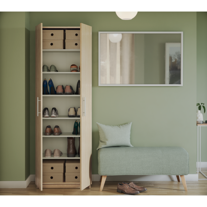 Zapatero k-3 con 5 baldas para 21 pares en melamina color roble 60x180x36 cm
