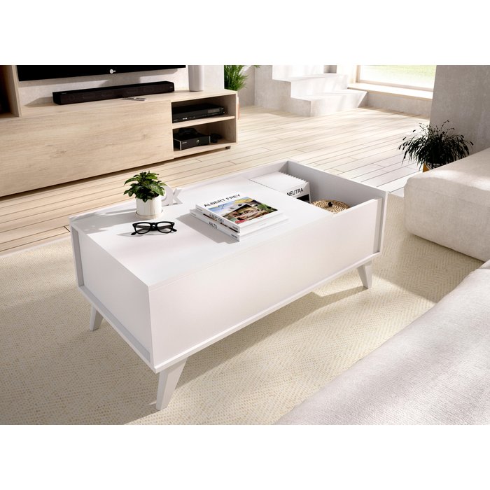Mueble de centro elevable ness de 99x41/53x60 cm de color blanco
