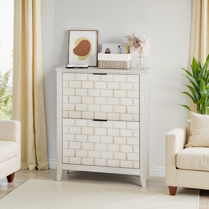 Zapatero de 80cm con 2 puertas abatibles, mdf blanco retro, estilo vintage