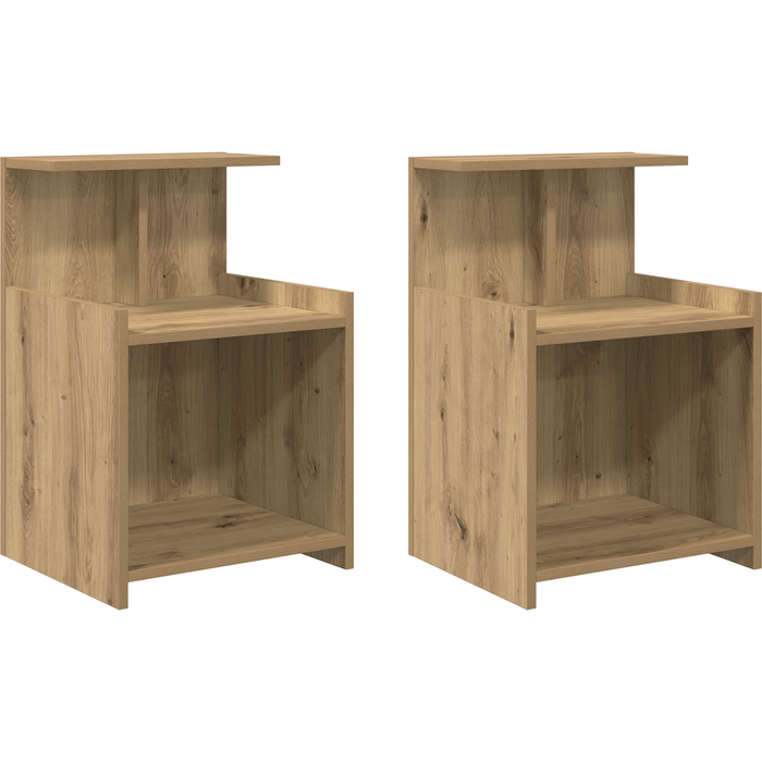 Rios de cama 2 uds roble artesanal 40x35x60 cm madera resistente cfw10109