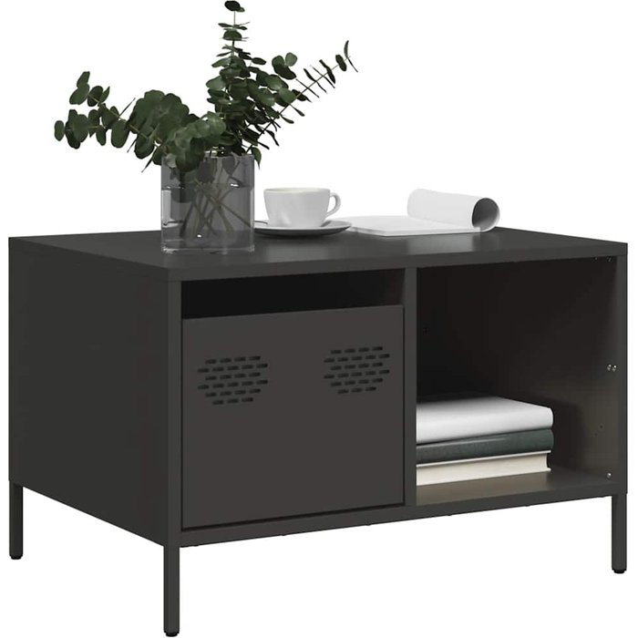 Mesa de centro negra, 68,5 x 50 x 43,5 cm, acero laminado en frío.