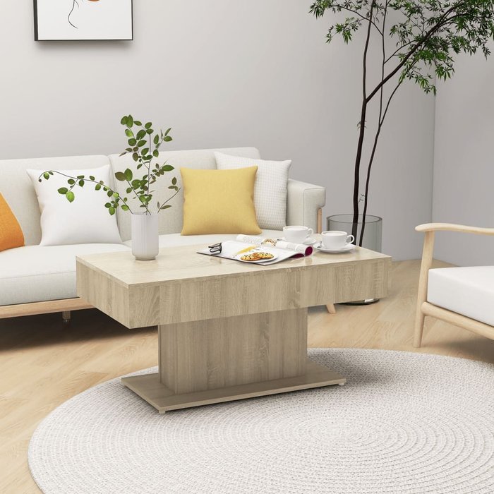 Mesa de centro sonoma de roble, 96x50x45 cm, madera de ingeniería.