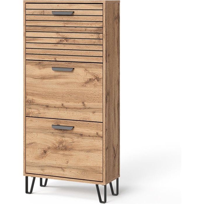 Vicco mueble zapatero amber, roble wotan, 62 x 130 cm con 3 compartimentos