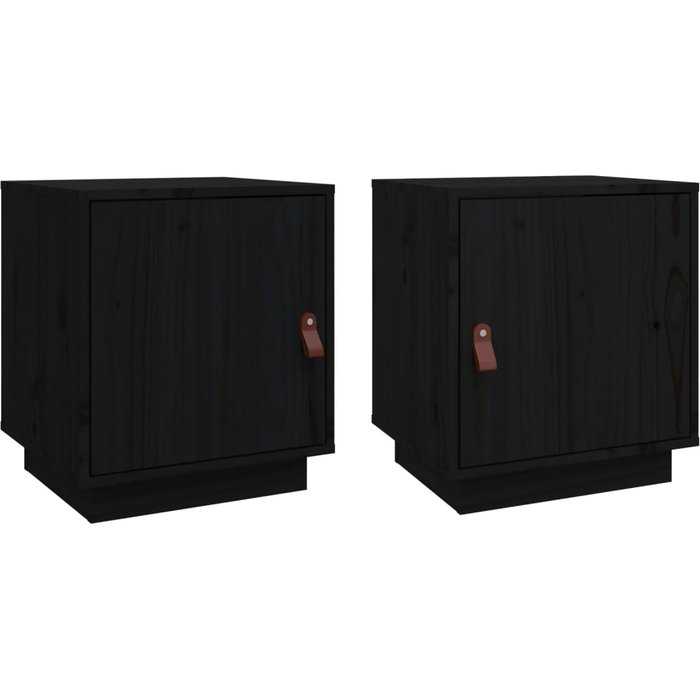 Mesitas de noche 2 uds madera maciza de pino negro 40x34x45 cm - comfortxl