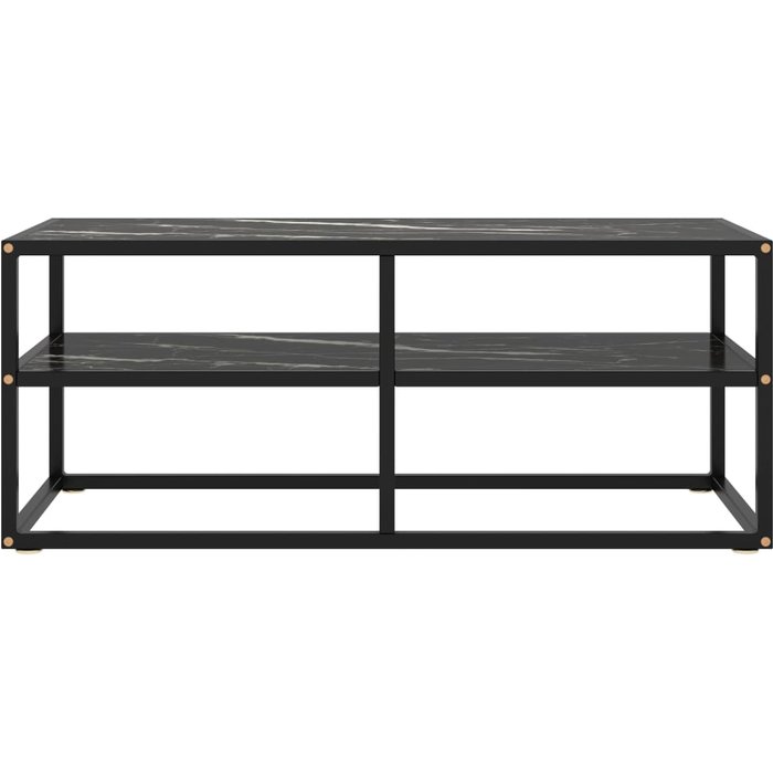 Mueble tv negro con cristal mármol negro 100x40x40 cm