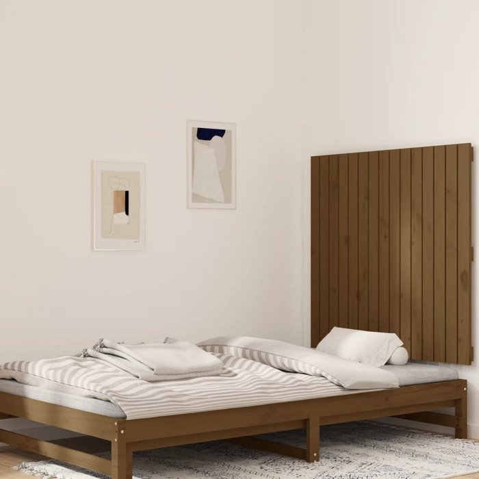 Cabecero de pared marrón miel 95,5x3x90 cm madera maciza de pino