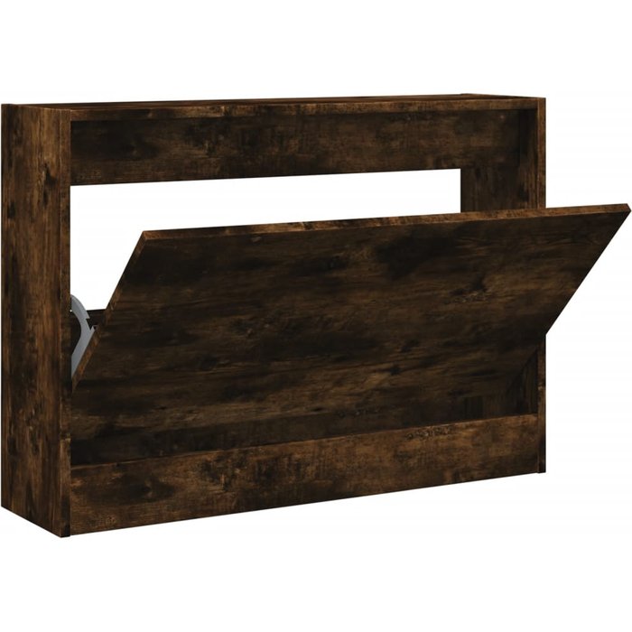 Zapatero de madera laminada de roble ahumado 80x21x57 cm - comfortxl