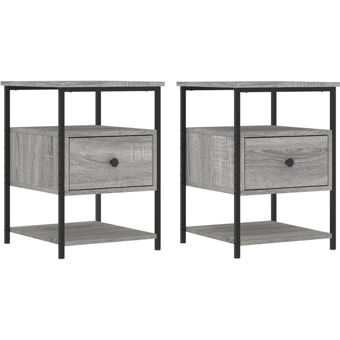 Mesitas de noche 2 piezas sonoma gris 40x42x56cm madera contrachapada