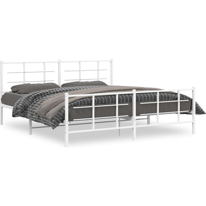 Vidaxl estructura cama metal con cabecero y pie cama blanco 183x213 cm