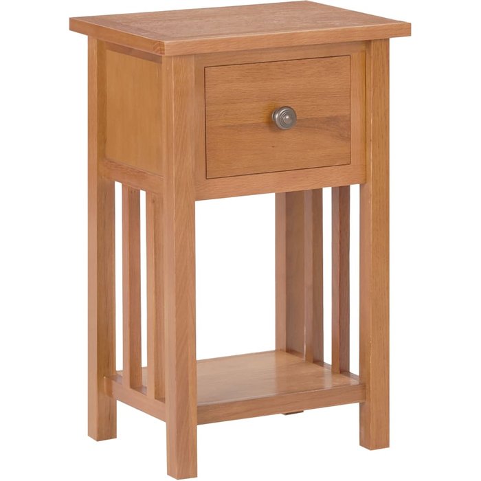 Mesa revistero con cajón madera maciza de roble 35x27x55 cm