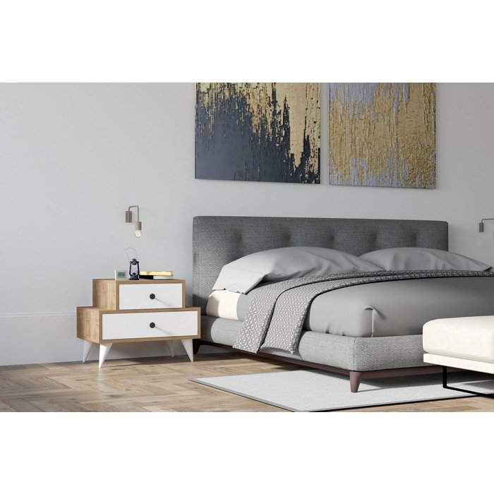 Mesita de noche mise nogal blanco 63x50x44 cm