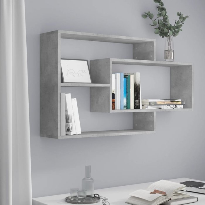 Estantes de pared aglomerado gris hormigón 104x20x58,5 cm