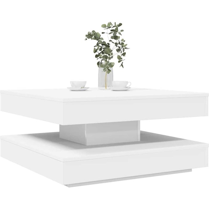 Mesa de centro giratoria 360 grados blanca 70x70x34,5 cm