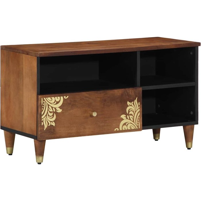 Mueble de tv marrón miel 80 x 33 x 46 cm madera de mango maciza
