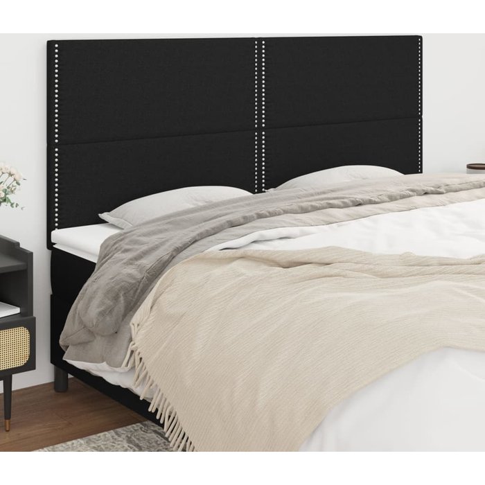 Cabeceros 4 uds negro 80x5x78/88 cm tela