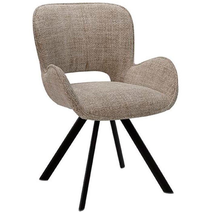 Silla elegante tiara taupe con reposabrazos bajos acolchados