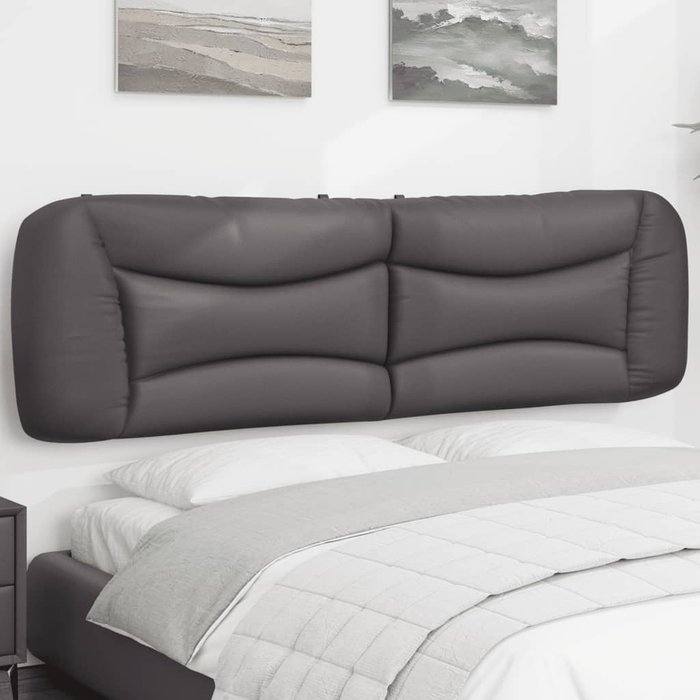 Cabecero de cama acolchado hvar cuero sintético gris 180 cm