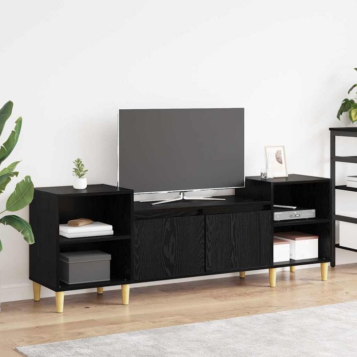 Mueble de tv, roble negro, 160 x 35 x 55 cm, madera de ingeniería
