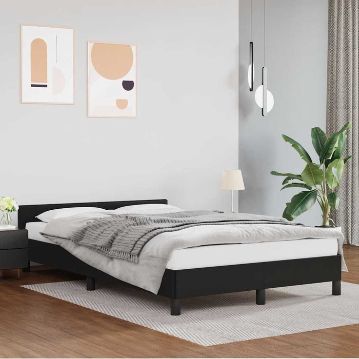 Estructura de cama con cabecero sin colchón negro 120x200 cm