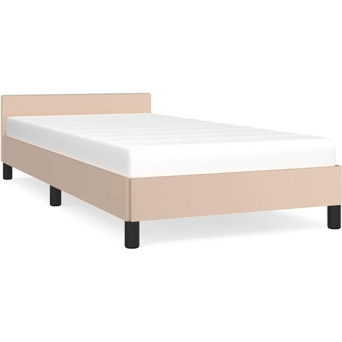 Estructura de cama con cabecero sin colchón capuchino 80x200 cm — comfortxl