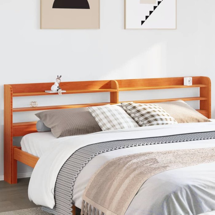 Cabecero con baldas marrón cera 180 cm madera maciza de pino