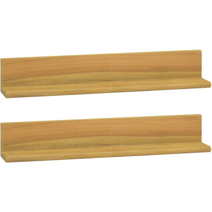 Estantería de pared de 2 piezas, 60x10x10 cm, madera maciza de teca.