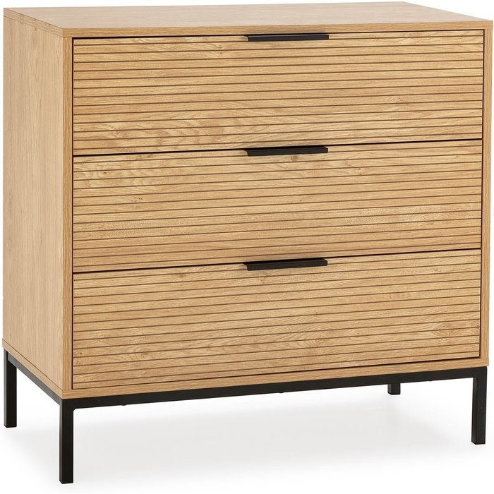 Cómoda de noche mónica 3 cajones color roble