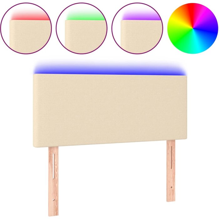 Cabecero cama - mueble cabecero con led de tela color crema 90x5x78/88 cm