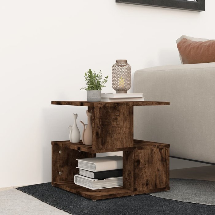 Maison exclusive - mesa auxiliar madera contrachapada roble ahumado 40x40x40 cm