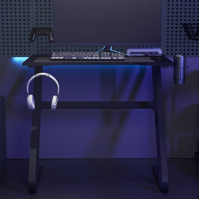 Escritorio gaming con patas en forma de zz negro 90x60x75 cm