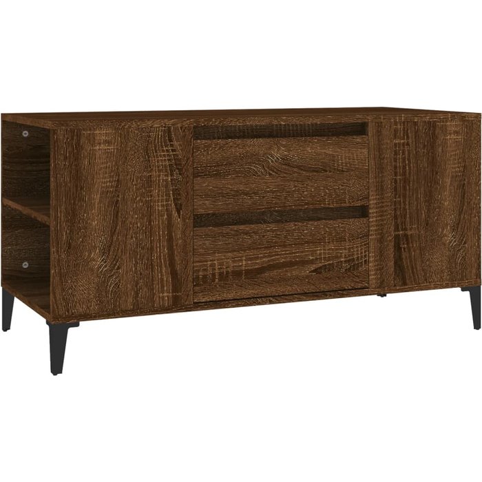 Mueble de tv de contrachapado de roble marrón 102x44,5x50 cm - comfortxl