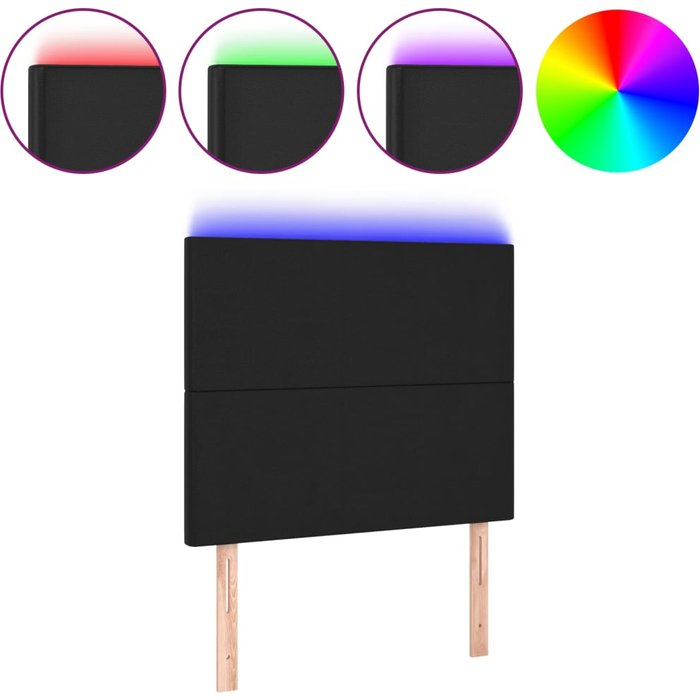 Cabecero con luces led cuero sintético negro 80x5x118/128 cm - comfortxl