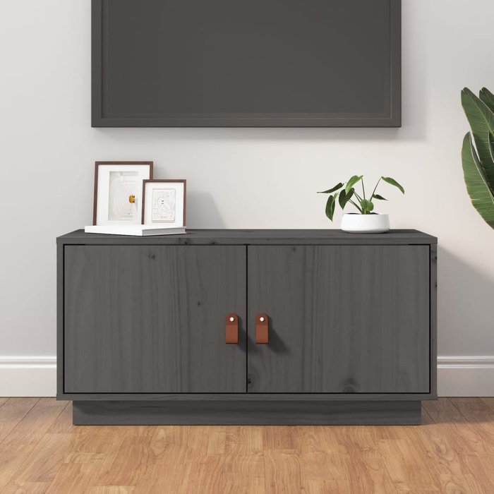 Maison exclusive - mueble de tv de madera maciza de pino gris 80x34x40 cm