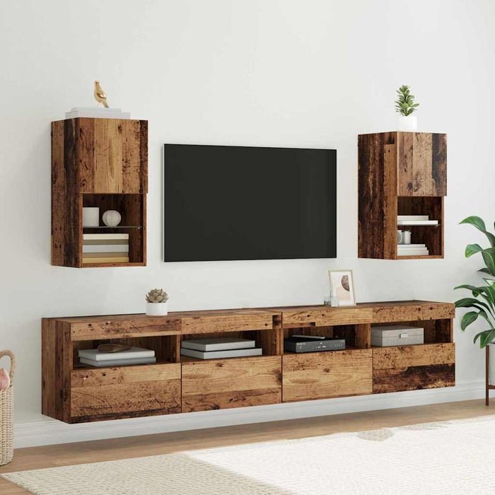 Gabinetes para tv montados en la pared 2 pcs madera vieja