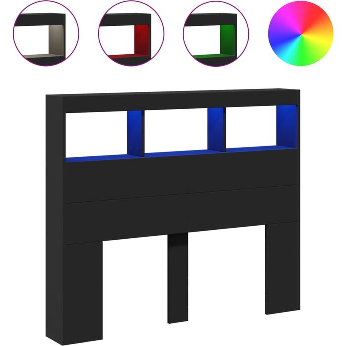 Cabecero led negro 120x17x102 cm - comfortxl