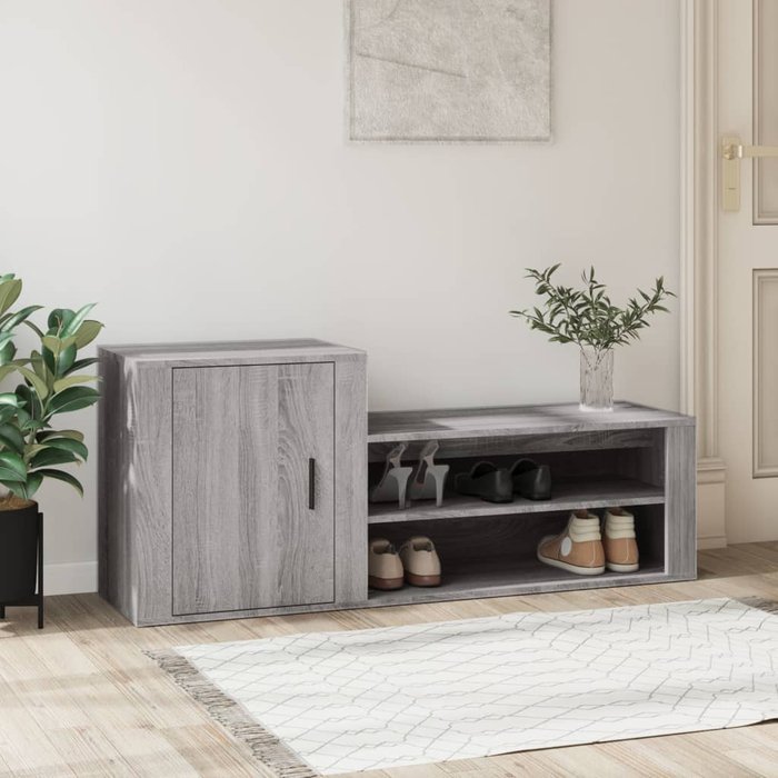 Zapatero sonoma gris, 130x35x54 cm, madera de ingeniería.