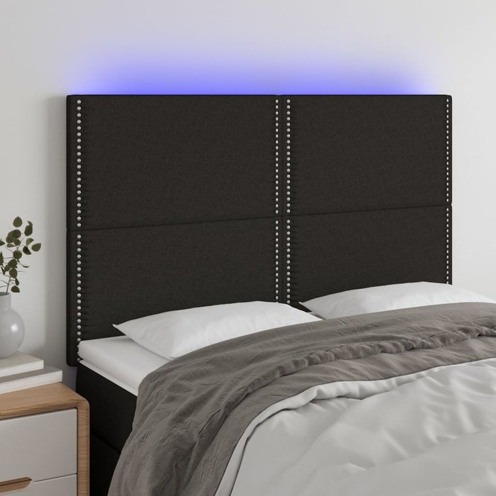 Cabecero led negro 144x5x118/128 cm tela - comfortxl