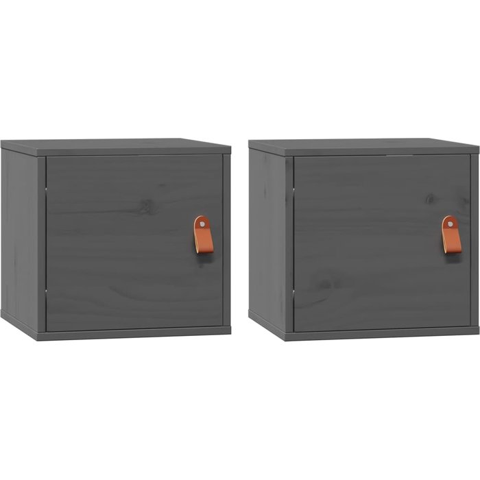 Muebles de pared 2 piezas pino macizo gris 31,5x30x30 cm - comfortxl